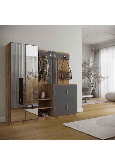 Robinhome Robin Home Nova Vestiyer Portmanto Ayakkabılık Çam-Gri