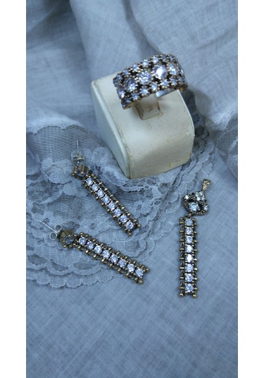 Taşlı Otantik 3 Lü Set Bronz