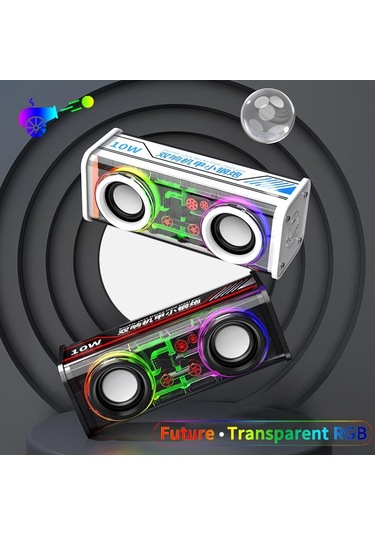 Vaorlo 10w Şeffaf Mecha Kablosuz Bluetooth Hoparlör Ses Işığı Ritim Subwoofer Tws Stereo Cyberpunk Müzik Merkezi Eller Serbest Arama