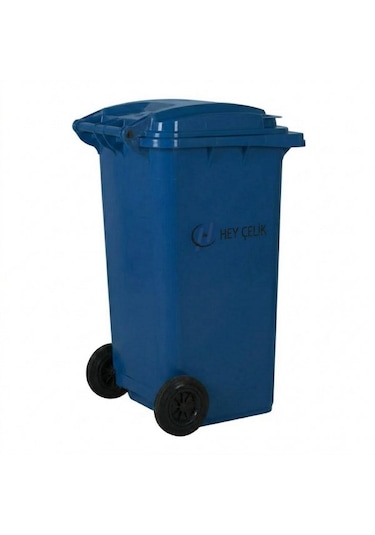 120 Litre Mavi Plastik Çöp Konteyneri Tekerlekli Kapaklı Hey Çelik Pk-120