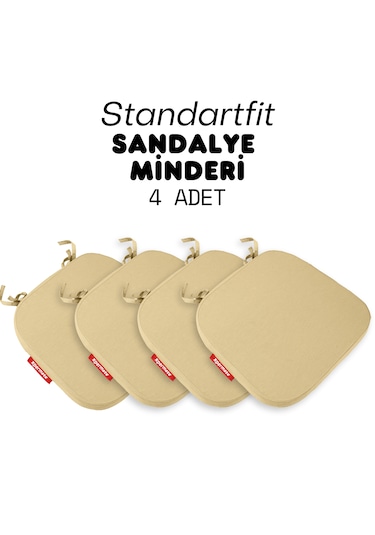 Xpermate 4'lü Standartfit Oval Sandalye Minderi 42x42x5 Bej