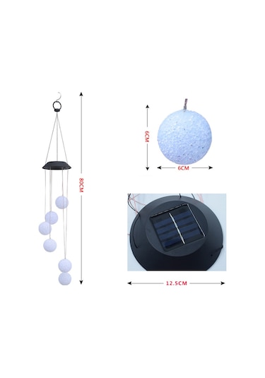 Güneş Enerjili Rüzgar Zilli Renkli Led Bahçe Dekor Lambası