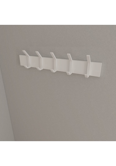 Hepsi3boyutlu Modern Duvar Kapı Askılık - 5 Adet Beyaz Askılık Beyaz