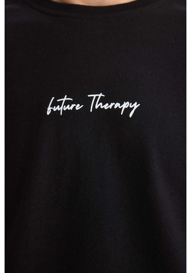 DeFacto %100 Pamuk Slim Fit Dar Kesim Bisiklet Yaka Baskılı Kısa Kollu Tişört X3932AZ25SMBK81