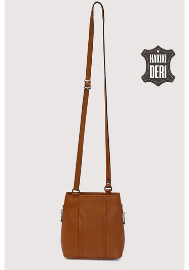 Hakiki Deri Kadın Deri Omuz Çantası Taba Smr562 Taba