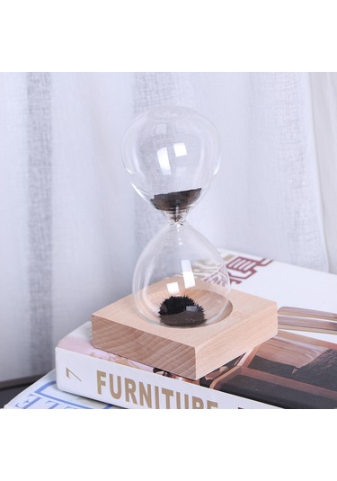 Konesam Ahşap Tabanlı Manyetik Cam Kumu Saati - Mıknatıs Etkisiyle Güzel Şekiller Oluşturan Ofis Ve Ev Dekorasyon Aleti