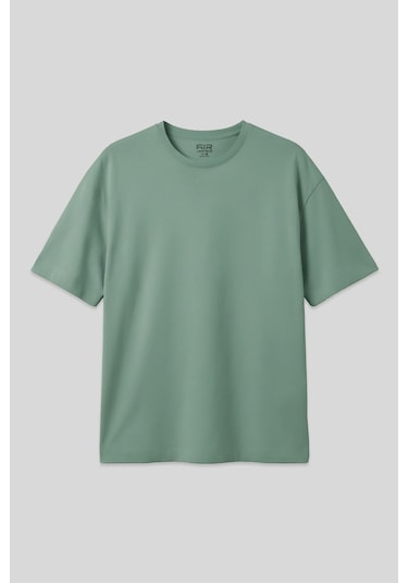 Basic Oversize O Yaka 3lü Paket Siyah-taş-açık Yeşil Erkek T-shirt - 88377 Siyah - Yeşil