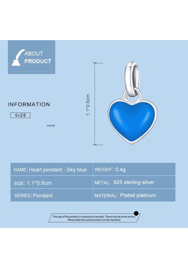 S925 Ayar Gümüş Kalp Kolye Dıy Bilezik Kolye Aksesuarları Sarı Çok Renkli