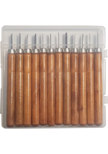 Rox Wood Mini Ahşap Oyma Bıçak Seti 12 Parça Pvc Çantalı