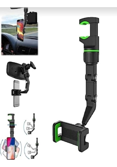 Dikiz Aynasına Takılı 360 Derece Dönebilen Cep Telefonu Tutacağı