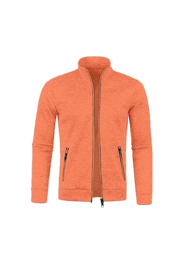 Erkek Hırka Fermuarlı Kapşonlu Siyah Yeşil Gri Kontrast Renkler Ceketler Moda Rahat Yüksek Stand Sweatshirtler Montlar Spor Giyim Yasheng Turuncu