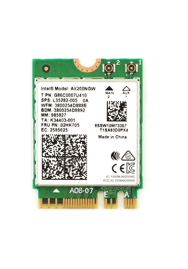 Intel Ax200ngw M.2 Wi Fi 6 Kartı + Bluetooth 5.0 2400 Mbps Dual Band
