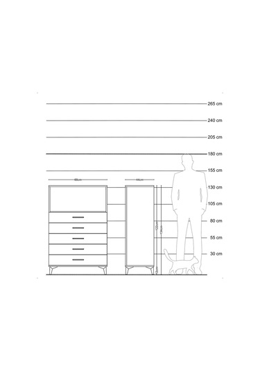 Hyperion Dolap Tek Raflı 4 Çekmeceli 88x44x134 Aytaşı-antrasit Aytaşı