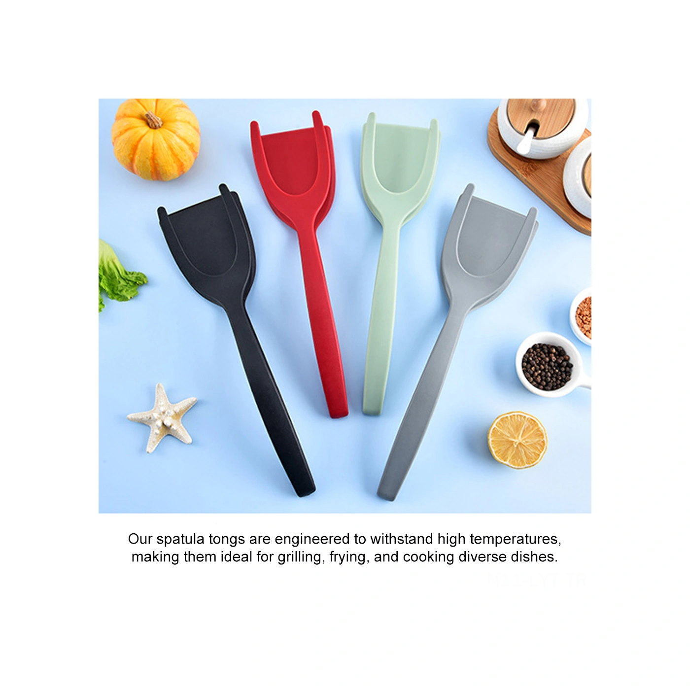 Youtek Siyah Nylon 2'li Fırçak Ve Makas - Izgara, Omlet, Burger, Pancake İçin Isı Dayanıklı Mutfak Aleti