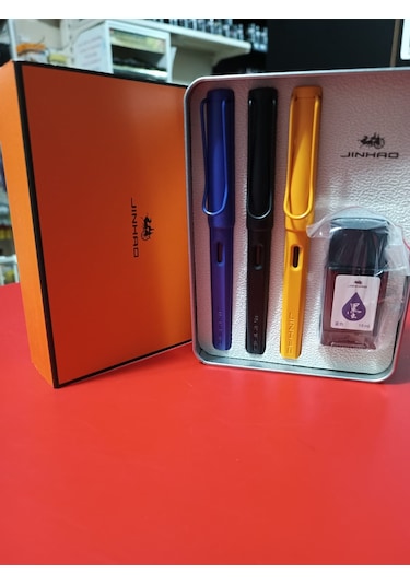 Jinhao Dolma Kalem Seti Metalik Renkli Üç Kalem+mürekkep Kutuda