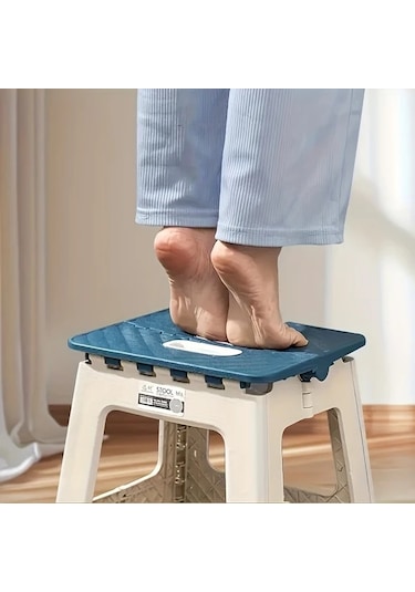 Elmpaly Yeşil Orta Boy Katlanır Plastik Tabure - Ev Ve Ofis İçin Dayanıklı Paspas Basamak Yeşil