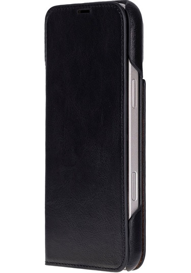 Bloomcase Sonat Obsidian Black Hakiki Deri iPhone Uyumlu 17 6.3" Folio Kılıfı Siyah