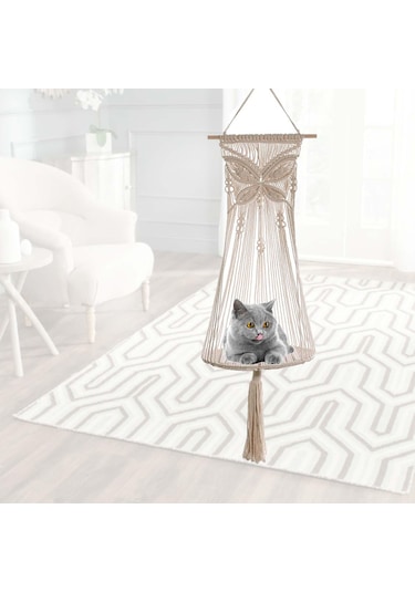 Suntek Kapalı Dış Duvar Için Kedi Hamak Uzunluğu 45 Inç Bej