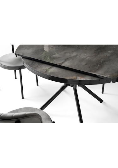 Bade Mdf Oval Highgloss Açılır Mutfak Masası 73x120 001