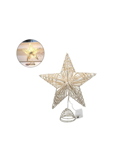 Suntek Ağacı Topper İç Mekan Kullanımı Işıklı Yılbaşı Süsleme Gümüş 20 CM