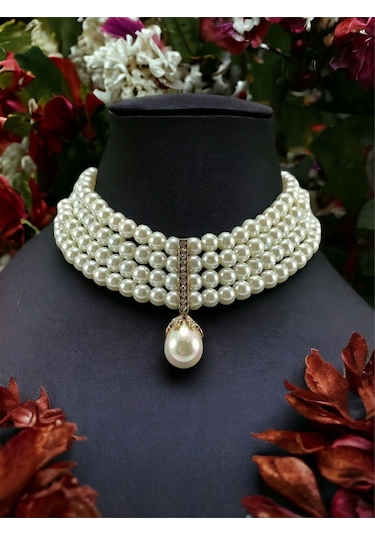 İnci Mayorka Choker Kolye Beyaz