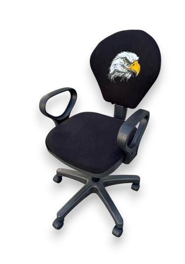 Kara Kartal Desenli Taraftar Baskılı Çocuk Odası Ders Çalışma Ofis Koltuğu Bilgisayar Sandalyesi Siyah - Beyaz