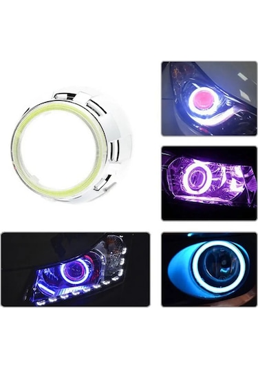 Mavi 110mm-60mm-120mm Araba Araç Evrensel Cob Led Halka Işık Far Lambası