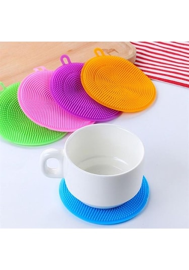 2&apos Li Kir Tutmaz Tırtıklı Yüzey Bulaşık Yıkama Pedi Go506011 Çok Renkli