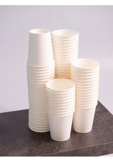 Kinomarket Öğütülmüş Kahve İçin 250 Ml Kağıt Tek Kullanımlık Bardaklar. 100 Adet 12325788 Beyaz