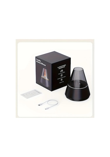 Techbloom Hmlo Gerçekçi Alev Mum Isıtıcı Ve Ses Dalgası Nemlendirici Black A9 Otomatik Kapanma Usb Aromaterapi Difüzör Ev Ofis Yatak Odası İçin