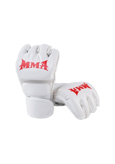 Boks Eldivenleri Yarım Parmak Açık Avuç İçi Grappling Müsabaka Yetişkin Unisex Beyaz