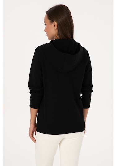 U.S. Polo Assn. Kadın Siyah Kapüşonlu Sweatshırt 50313559-VR046