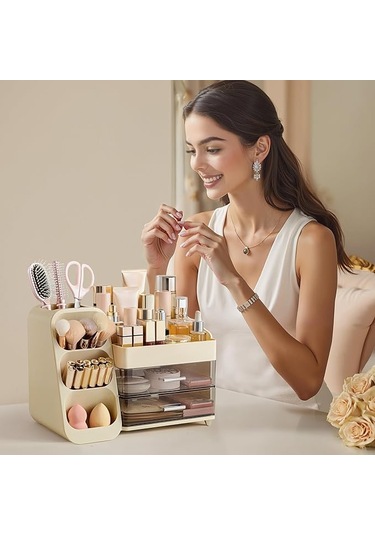 Büyük Kapasiteli Çekmeceli Makyaj Düzenleyici Krem