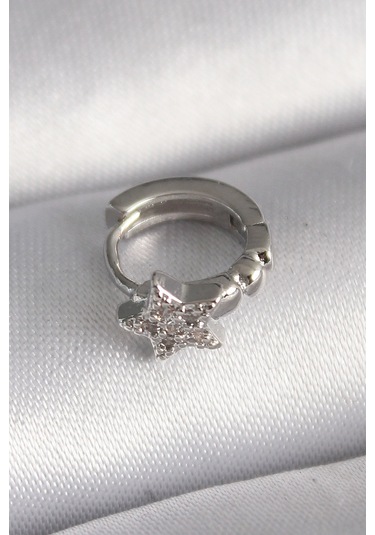 Evyora 316l Çelik Gümüş Renk Zirkon Taşlı Yıldız Model Tragus Piercing Gümüş