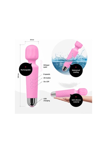 Maiyame Gövde Masaj Aleti - 8 Hızlı 20 Modlu Titreşimli Silikon Masajcı Pembe Pembe