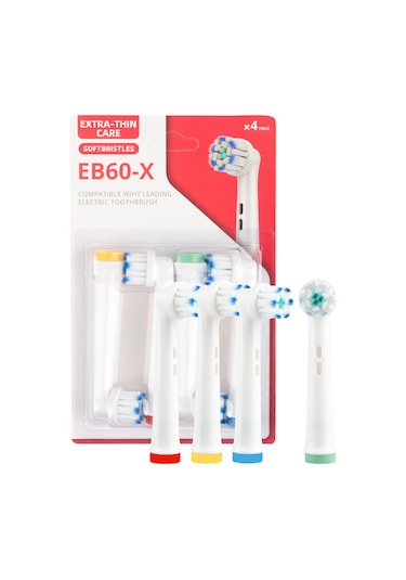 Extra Thin Care Eb60-x Oral-b Şarjlı Diş Fırçası Uyumlu 4 Adet Yedek Başlık Tek Ebat