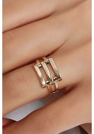 Çgk Çiğdem Gürel Kuyumculuk 3 Sıra Kaburga Altın Yüzük Gold