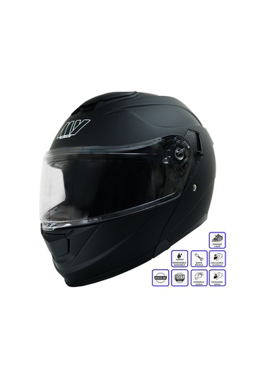 My Helmets Mks002 -B Güneş Vizörlü Şeffaf Çene Açılır Motosiklet Kaskı Siyah