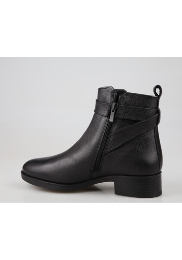 Castle Black 3202-1 Hakiki Deri Siyah Kadın Bot Siyah
