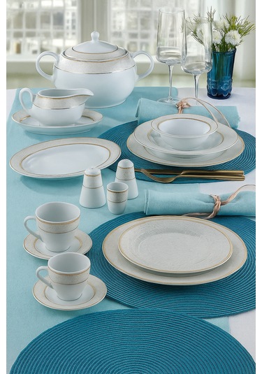 Fodis Güral Porselen Tolstoy 84 Parça Yemek Takımı Açık