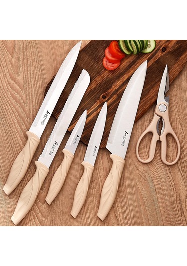 Aryıldız Benton 7 Parça Blok Bıçak Seti 260005 Krem