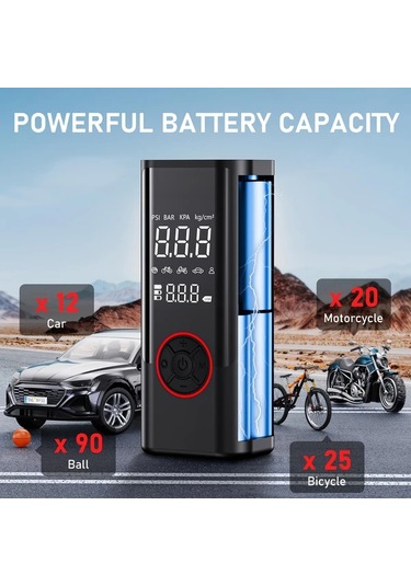 Primepickings Portable Air Compressor 8006 3x Daha Hizli Lastik Sisme Cihazi 150psı Kablosuz Elektrikli Hava Pompasi Araba Bisiklet Motor Icin