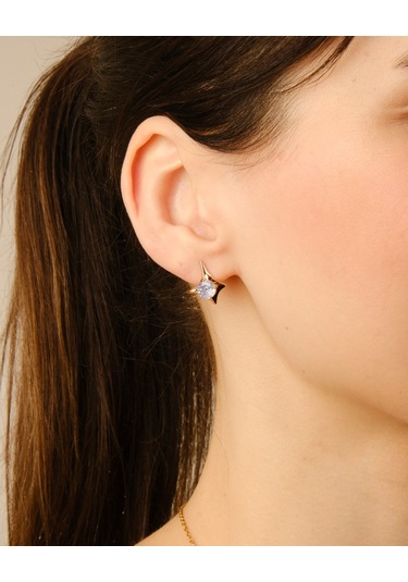 Lekka Design Kadın Kararmaz Çelik Takı Lüks Mavi Taşlı Stil Küpe