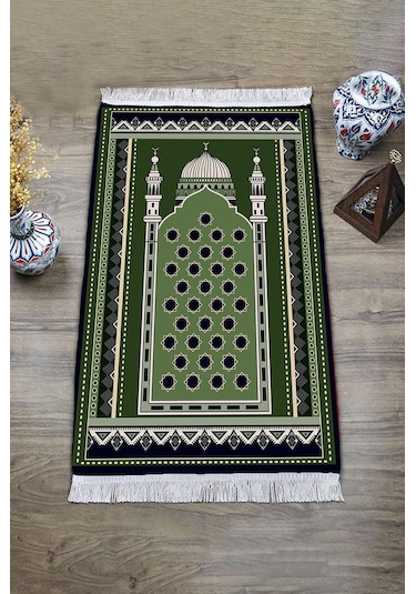 Dijital Baskı Kaymaz Tabanlı Yıkanabilir Püsküllü Seccade Scd0003 Renkli