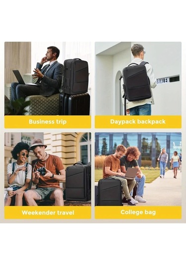 Xuweiwei Siyah Moda Trendi İşletme Bilgisayar Sırt Çantası Rahat Seyahat Nefes Alabilir Hafif Şık Erkek Kadın Siyah