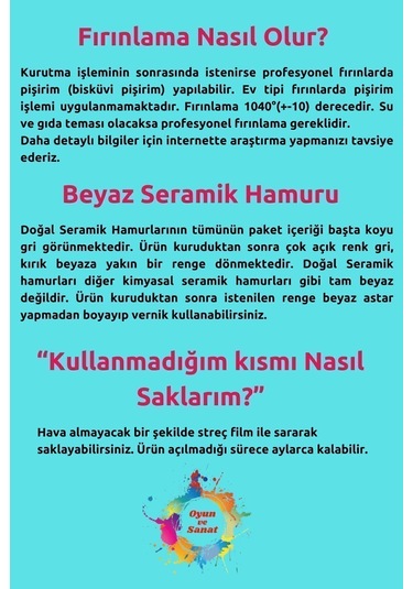 Seramik Hamuru Başlangıç Seti - Guaj Boya, Ebeşuar, Merdane,fırça, 2000gr Beyaz Doğal Kil