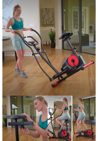 Kochler 2'si 1 Arada Nabız Ölçer Kondisyon Bisikleti - Egzersiz Aleti - Eliptik Bisiklet - Kondisyon Aleti Siyah