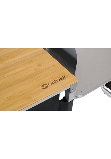 Outwell Padres Storage Unit W. Side Table Bambu Portatif Kamp Mutfağı Çok Renkli