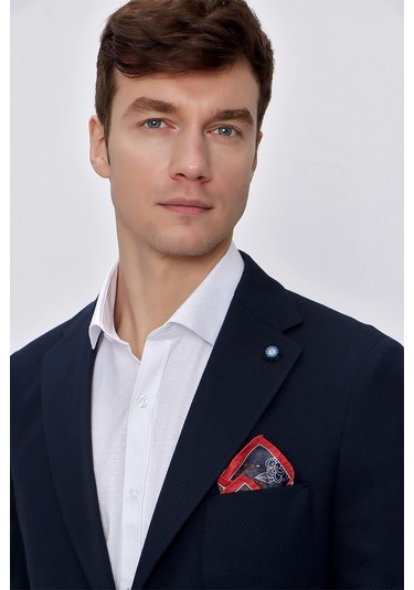 MORVEN  Erkek Lacivert Olga Örme Slim Fit Dar Kesim Torba Cep 6 D Lacivert