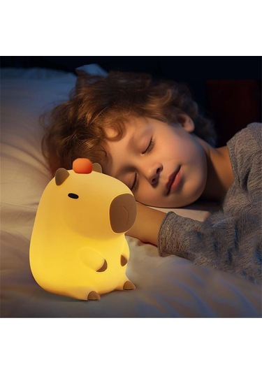 Ruicoo Usb Şarjlı Dokunmatik Zaman Ayarlı Çocuk Gece Lambası - Yumuşak Silikon Yapılı Portatif Işık Bej